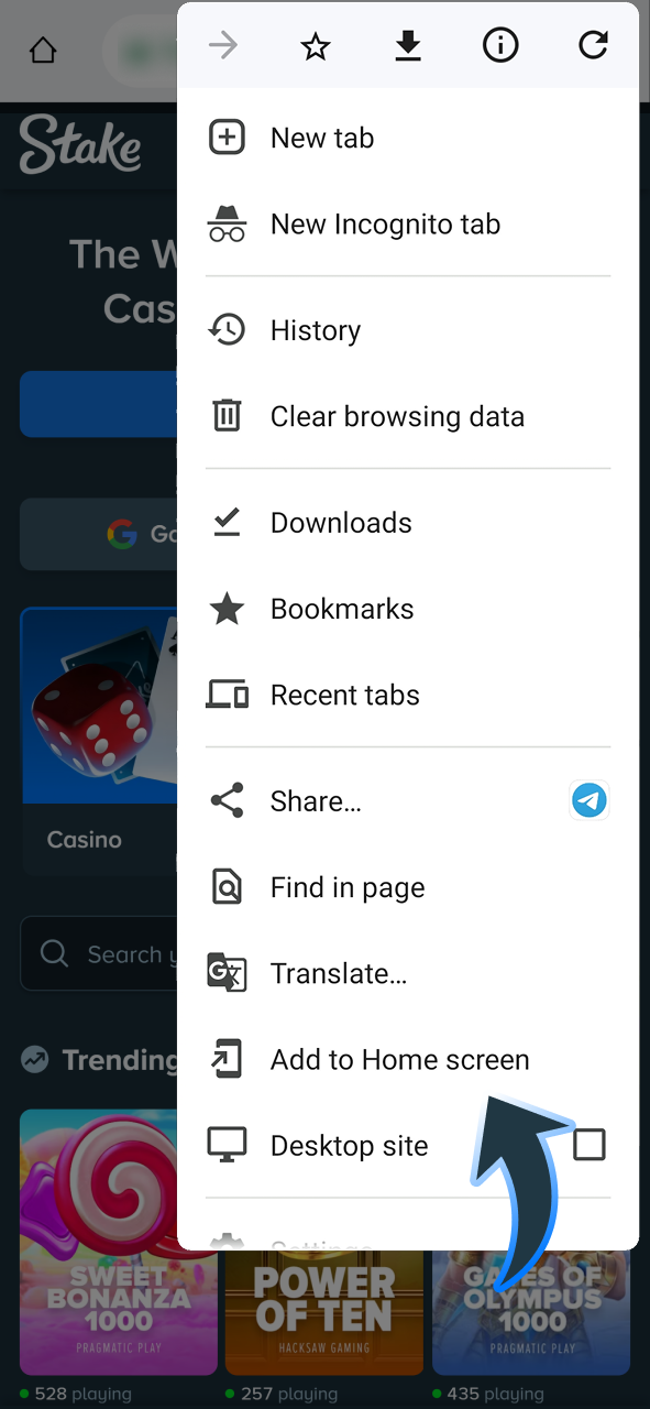 Click on this option to get Stake android app.
