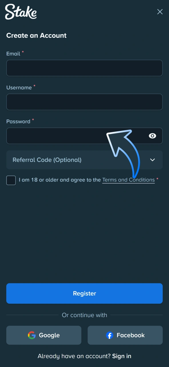 Register at Stake casino to start betting on cricket matkets.